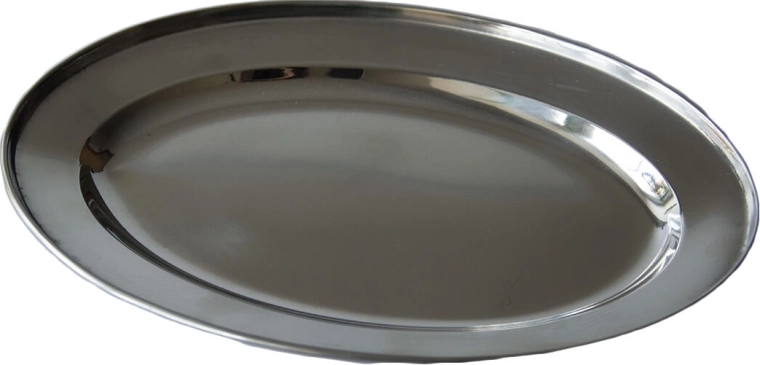 Plateau ovale en acier inoxydable 20 × 14,3 cm