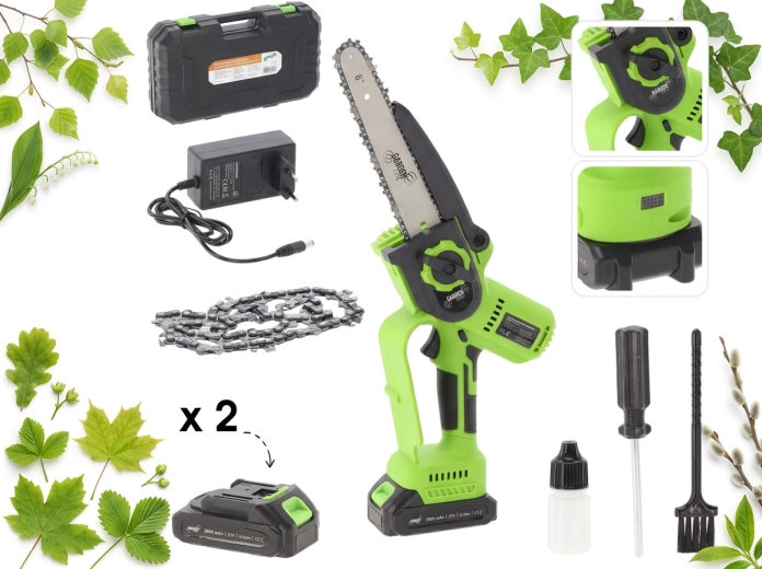Mini tronçonneuse sans fil 20 cm, 900 W, 21 V