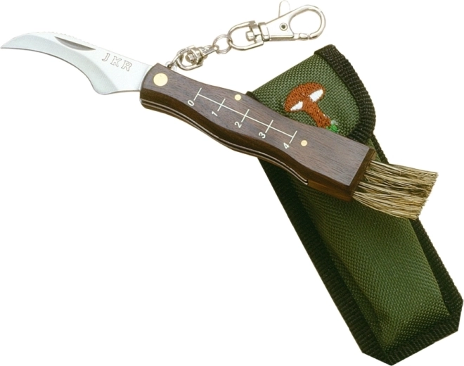 JOKER couteau pliant pour champignons 5,5 cm avec manche en bois et étui en nylon