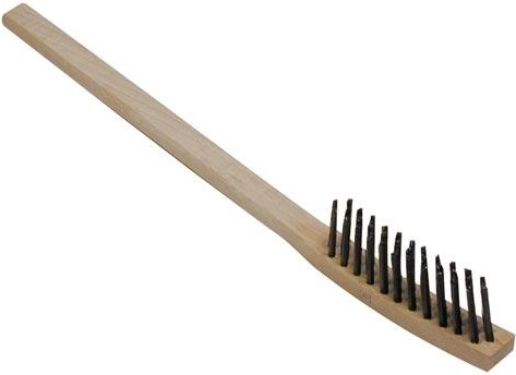 Brosse pour radiateur à 3 rangées en fil de laiton, manche en bois