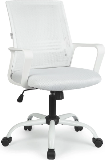 Chaise de bureau pivotante blanche avec accoudoirs fixes