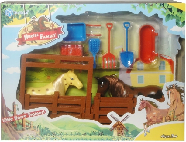 Set poneys dans l’enclos avec accessoires