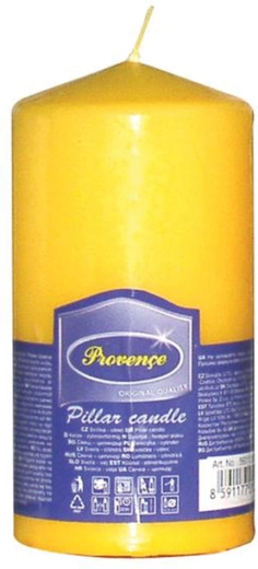 Bougie cylindrique en paraffine jaune 6,3 × 12,5 cm