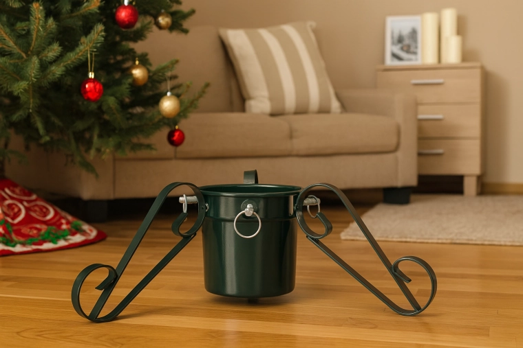 Support traditionnel en métal pour sapin de Noël 3,5–12 cm avec réservoir d’eau - 1 pièce