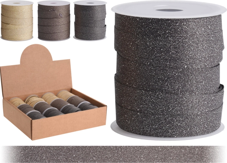 Ruban d’emballage pailleté 10 m × 1 cm – mélange brun et or