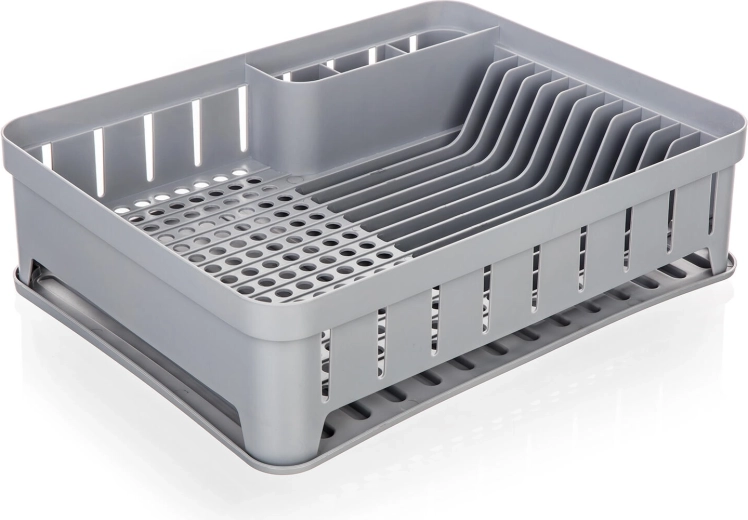 Égouttoir à vaisselle avec plateau, gris, 40 × 31 cm