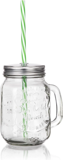 Mug en verre avec couvercle et paille 450 ml MADEIRA