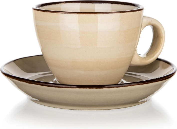Tasse en céramique avec soucoupe 90 ml Palas crème