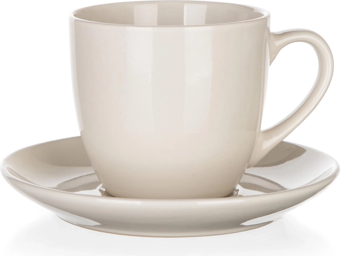 Tasse en céramique avec soucoupe 250 ml Natural Ivory