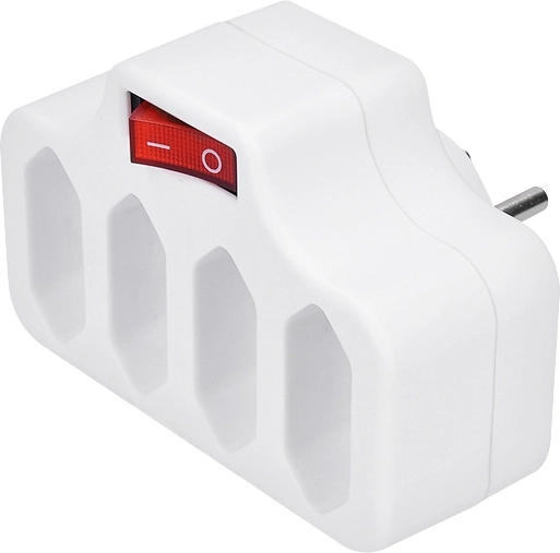 Solight multiprise pour prise avec 4 sorties, interrupteur et sécurité enfant, blanche - 1 pièce