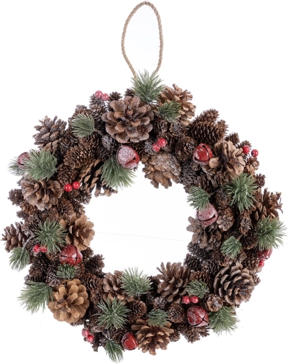 Couronne décorative avec pommes de pin BELL 40 cm