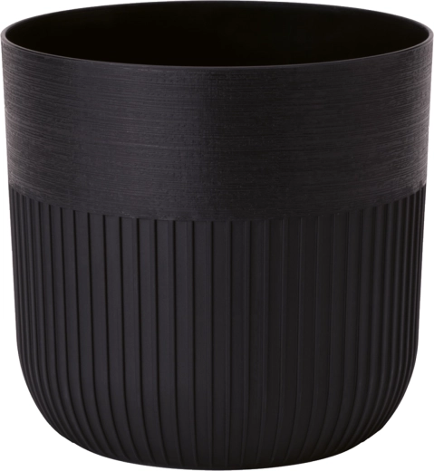 Cache-pot Luca 30 cm, noir profond avec insert
