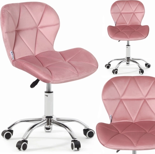 Chaise de bureau pivotante pour enfant Bauerkraft en velours rose