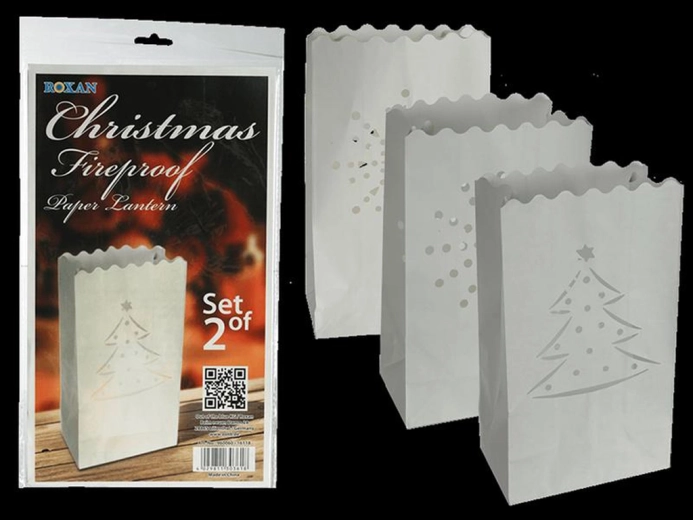 Lanterne de Noël en papier ignifuge, lot de 2 pièces