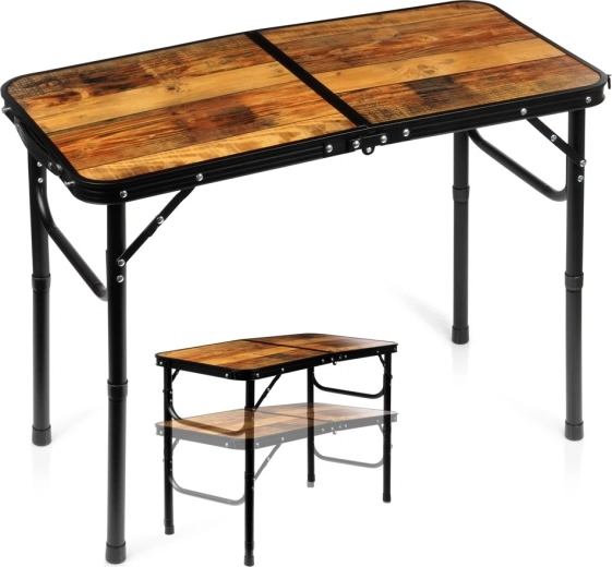 Table de camping pliante Vilde 2-en-1 à hauteur réglable 80 × 40 cm