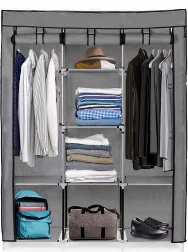 Armoire penderie textile pliable XXL avec tiroirs
