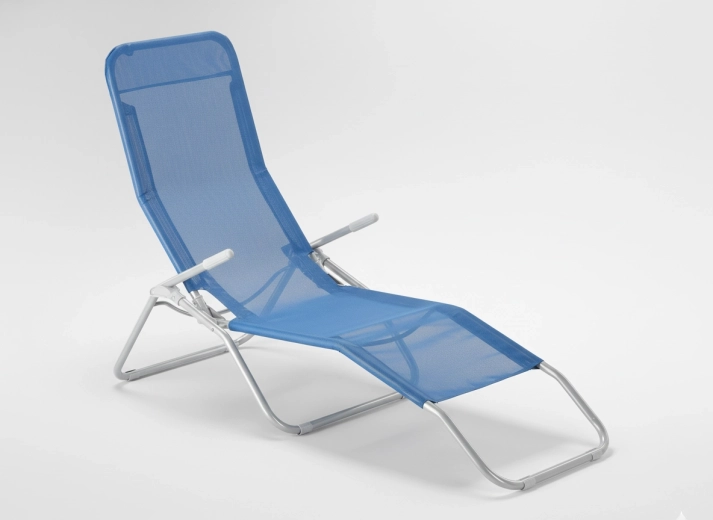 Chaise longue de jardin bleue 137 × 58 × 24/H94 cm