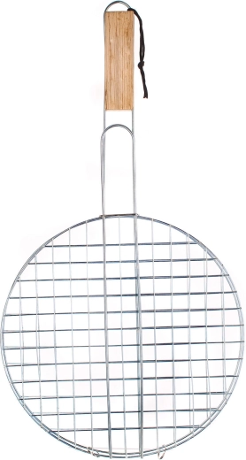 Grille ronde de barbecue 30 cm avec poignée en bois