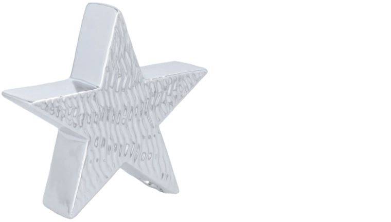 Figurine décorative de Noël étoile argentée 13,5 × 4 × 12,8 cm