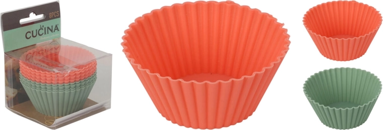 Caissettes en silicone pour pâtisserie 7 × 3,5 cm, assortiment de couleurs (8 pcs)