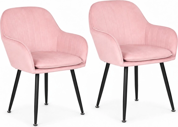 ModernHome lot de 2 chaises rembourrées en velours rose