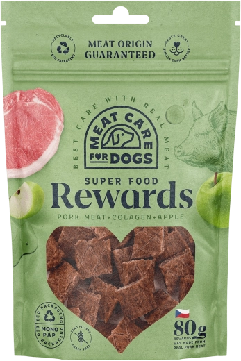 Gourmandise carnée pour chiens au porc, collagène et pomme 80 g