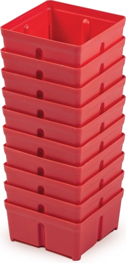 Ensemble de boîtes en plastique pour outillage, rouges, 10 pièces (10,5 × 10,5 × 5 cm)
