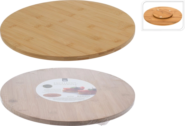 Plateau de service tournant en bambou 35 cm
