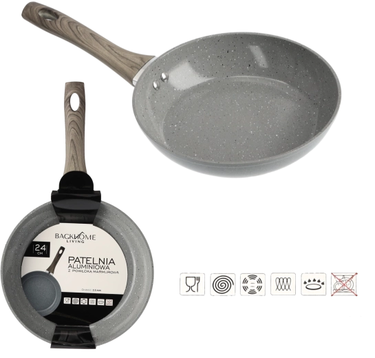 Poêle antiadhésive en aluminium avec revêtement effet marbre 24 cm