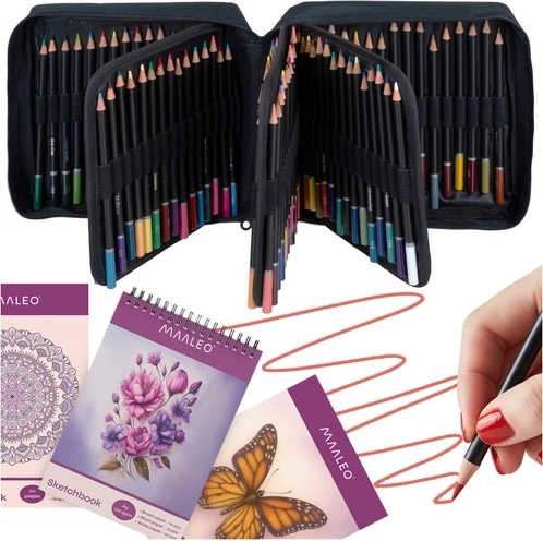 Maaleo set artistique de crayons de couleur 120 couleurs avec carnet de croquis et étui