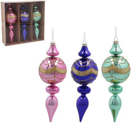 Ensemble de pointes de Noël en plastique 17 cm – assortiment de couleurs, 3 pcs