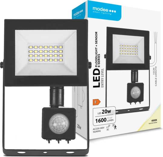 Modee projecteur LED avec détecteur de mouvement 20 W, 1600 lm, 120°, blanc neutre 4000 K