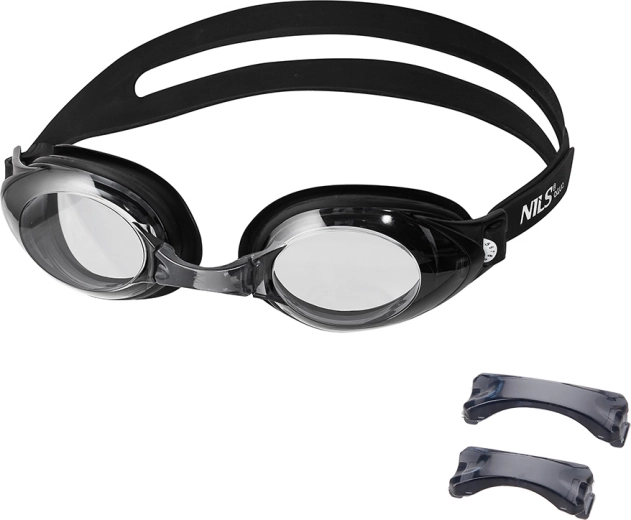 Lunettes de natation NILS Aqua noires avec technologie anti-buée et protection UV