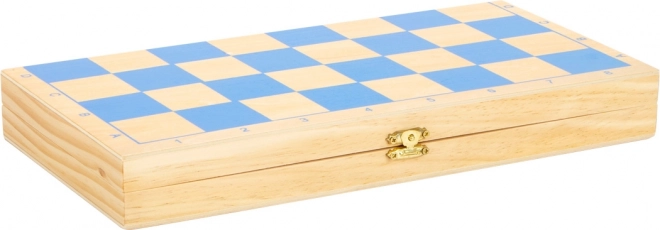 Échecs en bois pour enfants small foot – set pliable avec pièces colorées