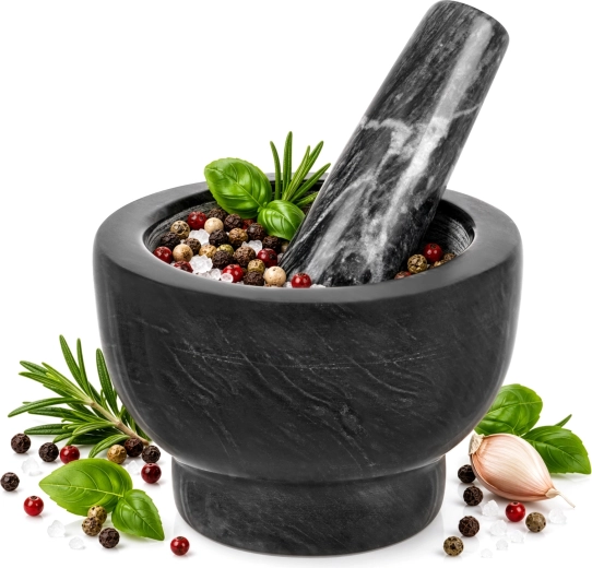 Mortier de cuisine en marbre avec pilon Zortiva