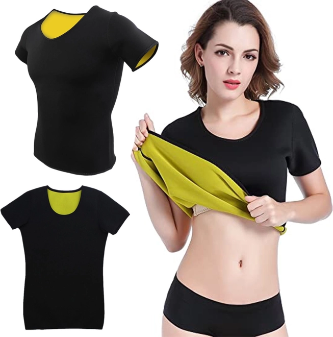 T-shirt de fitness en néoprène pour femme à manches courtes – XL