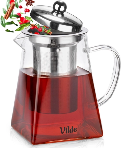 Théière en verre avec filtre à thé en acier inoxydable 730 ml