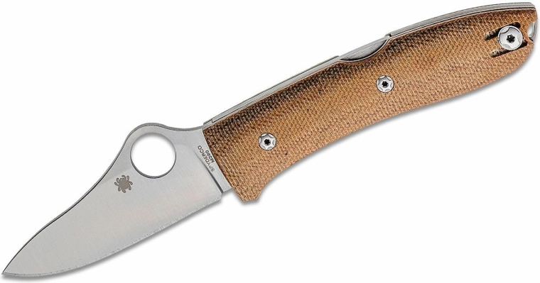 Couteau de poche Spyderco SpyOpera, Micarta marron, lame satinée M390 7,4 cm