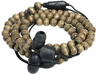 Wraps Natural Walnut écouteurs intra-auriculaires marron noyer avec perles en bois