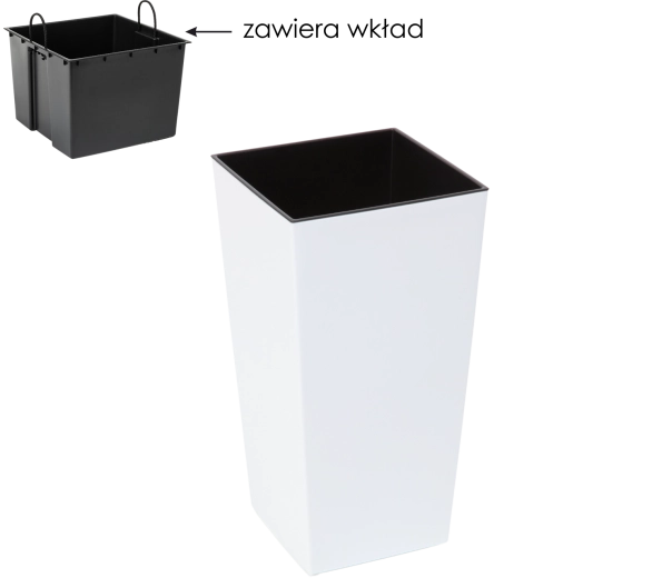 Cache-pot Finezja avec insert 25 × 25 cm, blanc brillant