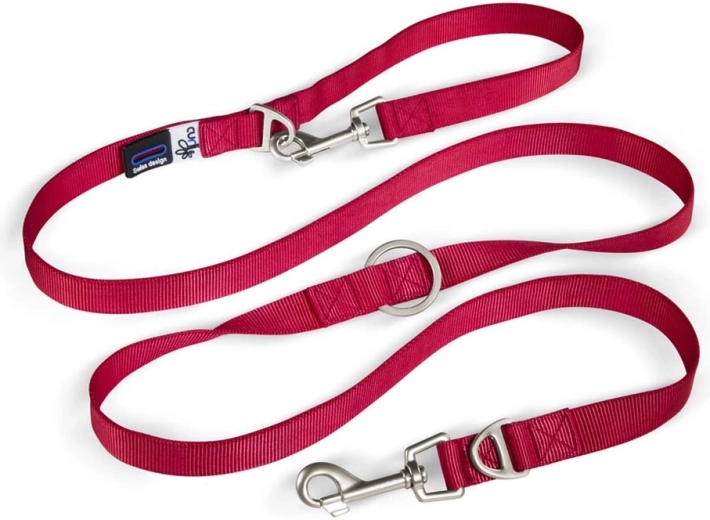 Laisse réglable en nylon Curli pour chiens rouge L 200 × 2 cm