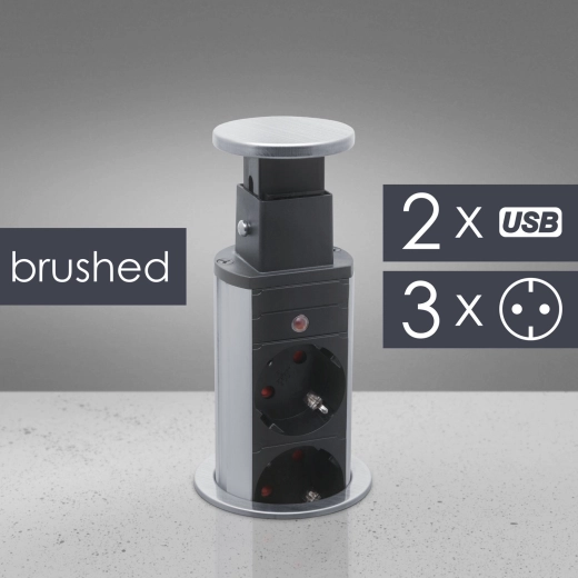 Bloc multiprise escamotable de bureau avec 3 prises et USB
