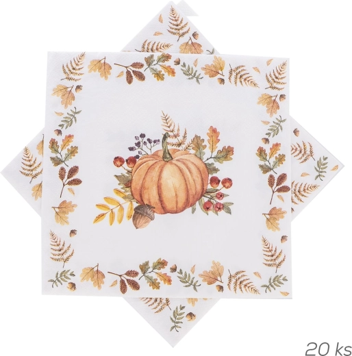Serviettes en papier Automne avec motif de citrouilles 33 × 33 cm (20 pcs)