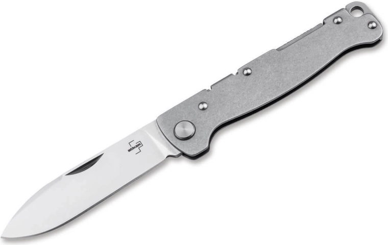Böker Plus Atlas Drop Point couteau de poche 7,1 cm, satin, acier Stonewash