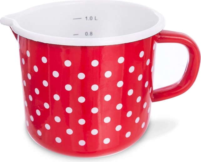 Tasse doseuse émaillée TEČKA rouge à pois 1,2 l