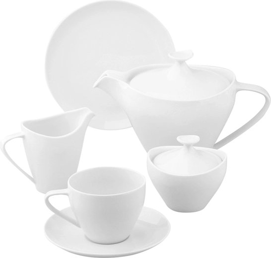 Service à café Mariapaula Moderna blanc pour 6 personnes, 21 pièces