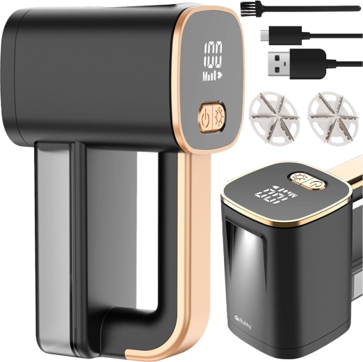 Ruhhy enlève-bouloches sans fil pour vêtements avec LCD et LED, noir