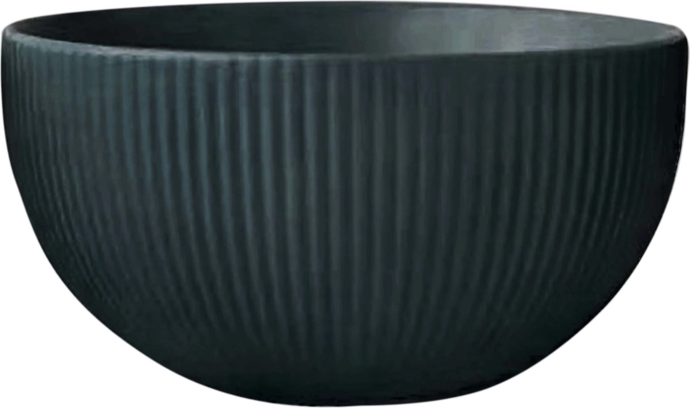 bol en céramique KITCHISIMO 710 ml, côtelé, vert foncé