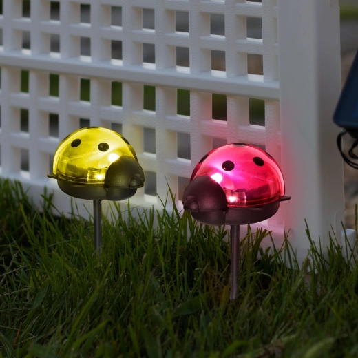 Lampe de jardin LED solaire en forme de coccinelle, lumière blanche froide - 1 pièce