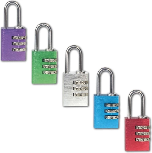 Cadenas à code – aluminium, assortiment de couleurs